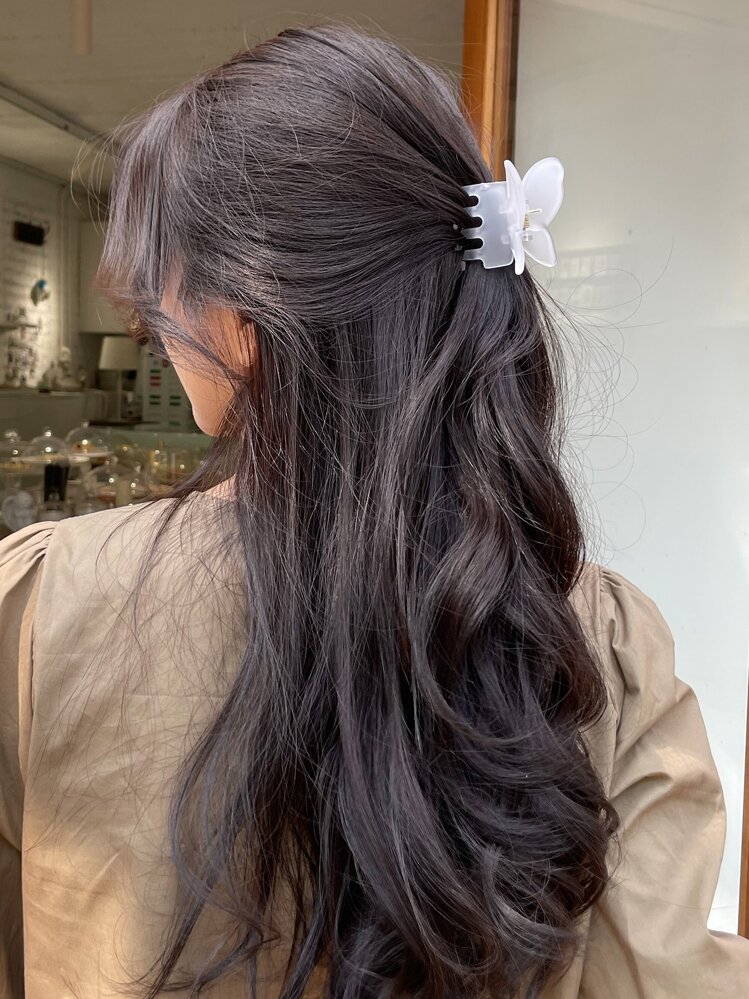 DAZY Solid Butterfly Design Hair Claw Cute - White - View 11