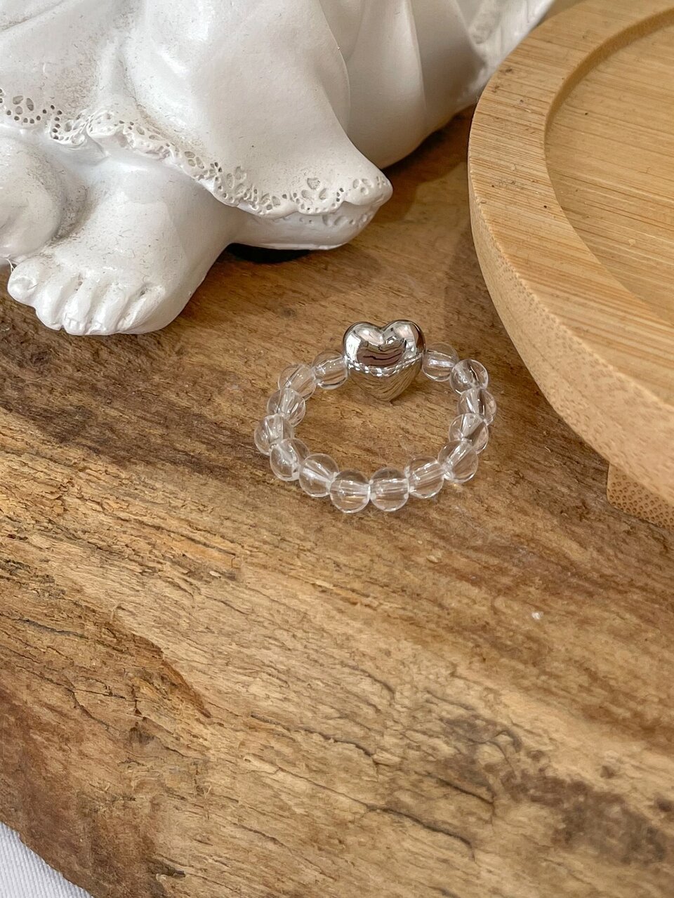 Heart Decor Beaded Ring