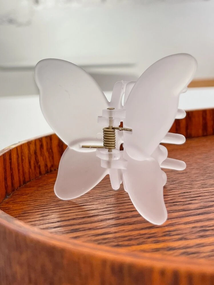 DAZY Solid Butterfly Design Hair Claw Cute - White - View 3