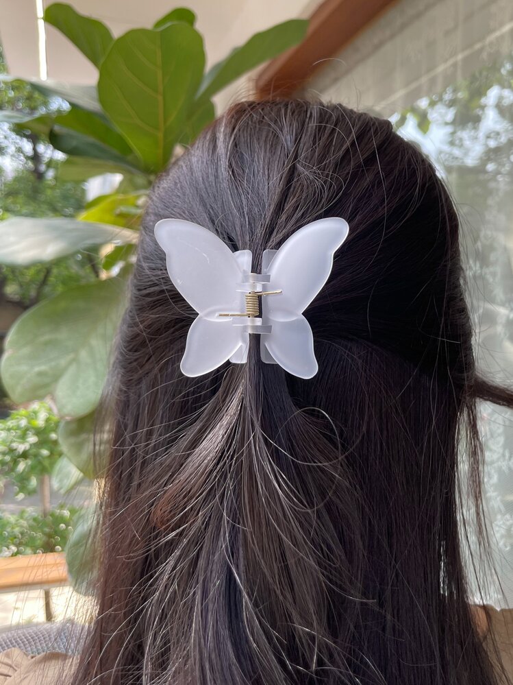DAZY Solid Butterfly Design Hair Claw Cute - White - View 6