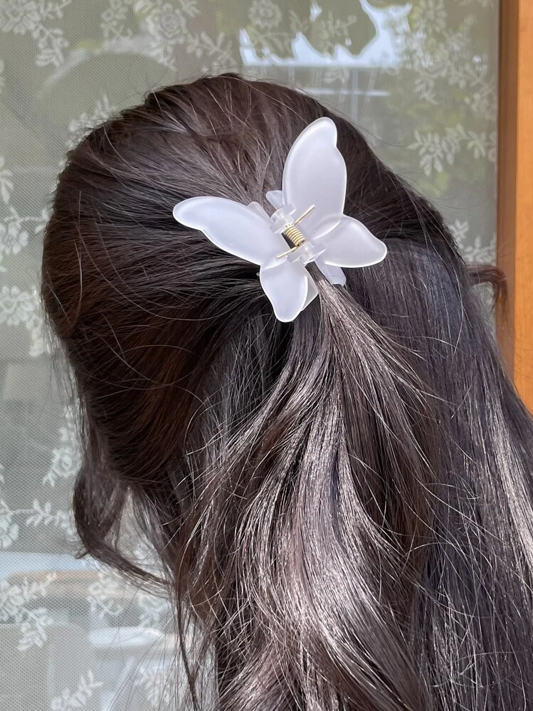 DAZY Solid Butterfly Design Hair Claw Cute - White - View 1