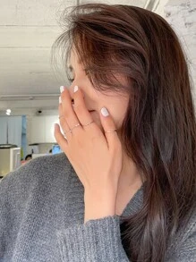 DAZY 5入組仿珍珠裝飾戒指 - 銀色 - 查看 10