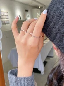 DAZY 5入組仿珍珠裝飾戒指 - 銀色 - 查看 11