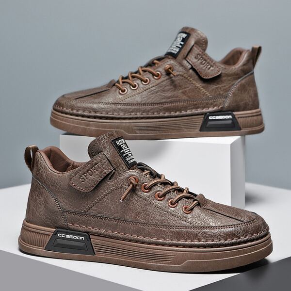 

Men Letter Graphic Lace-up Front Sneakers, Brown