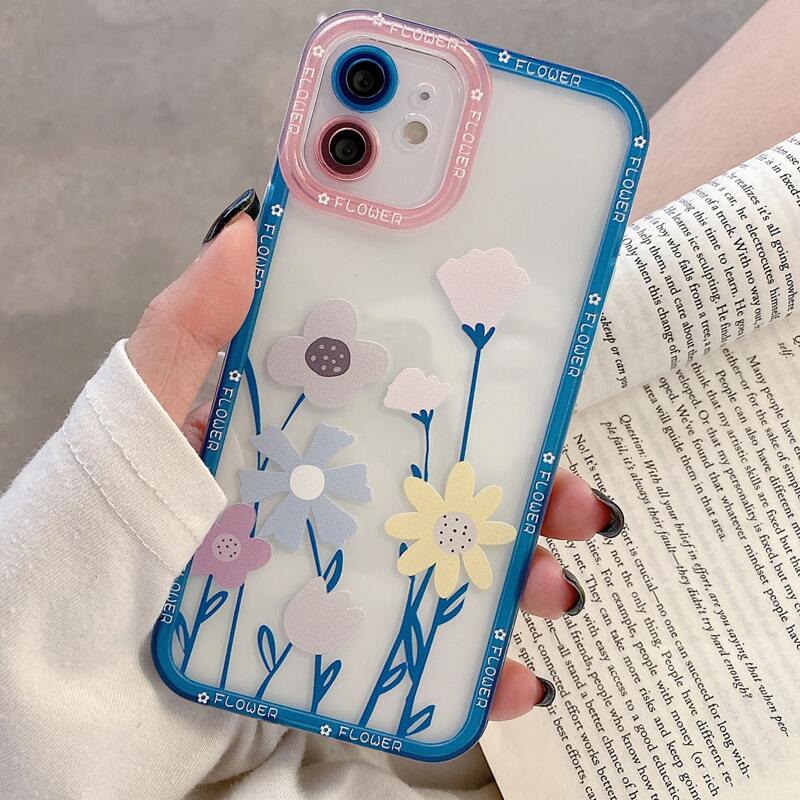 

Flower Painted Clear Phone Case, Multicolor