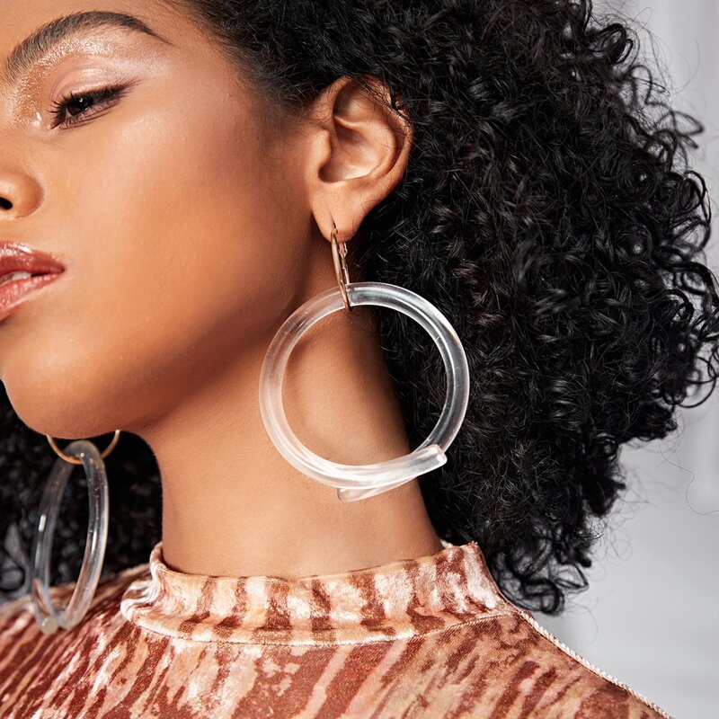 

Round Charm Drop Earrings, Clear