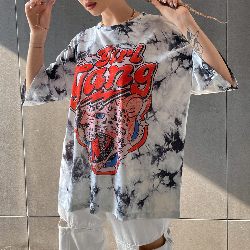 

Letter Animal Graphic Tie Dye Oversized Tee, Multicolor