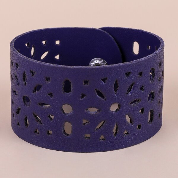 

Hollow Out PU Leather Bracelet, Blue