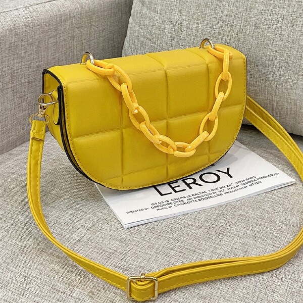 

Chain Decor Flap Novelty Bag, Yellow