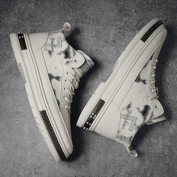 

Men Camo Graphic Lace-up Front Sneakers, Beige
