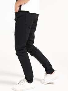 Manfinity Men Ripped Tapered Jeans - Black - View 3