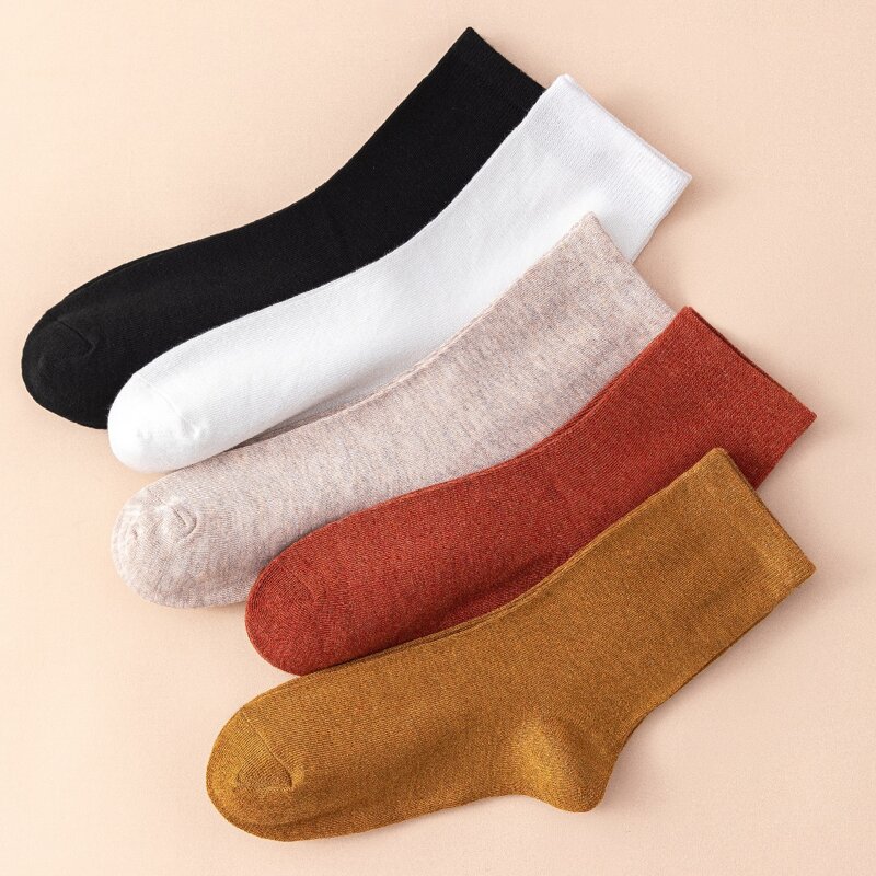 

5pairs Simple Crew Socks, Multicolor