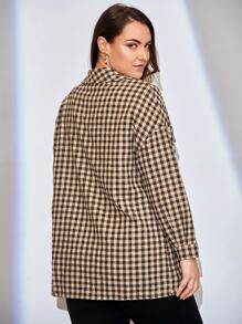 Plus Gingham Flap Pocket Overcoat - Multicolor - View 2