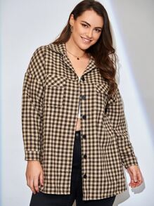 Plus Gingham Flap Pocket Overcoat - Multicolor - View 3