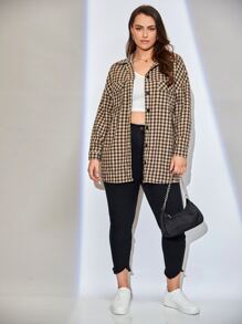 Plus Gingham Flap Pocket Overcoat - Multicolor - View 4