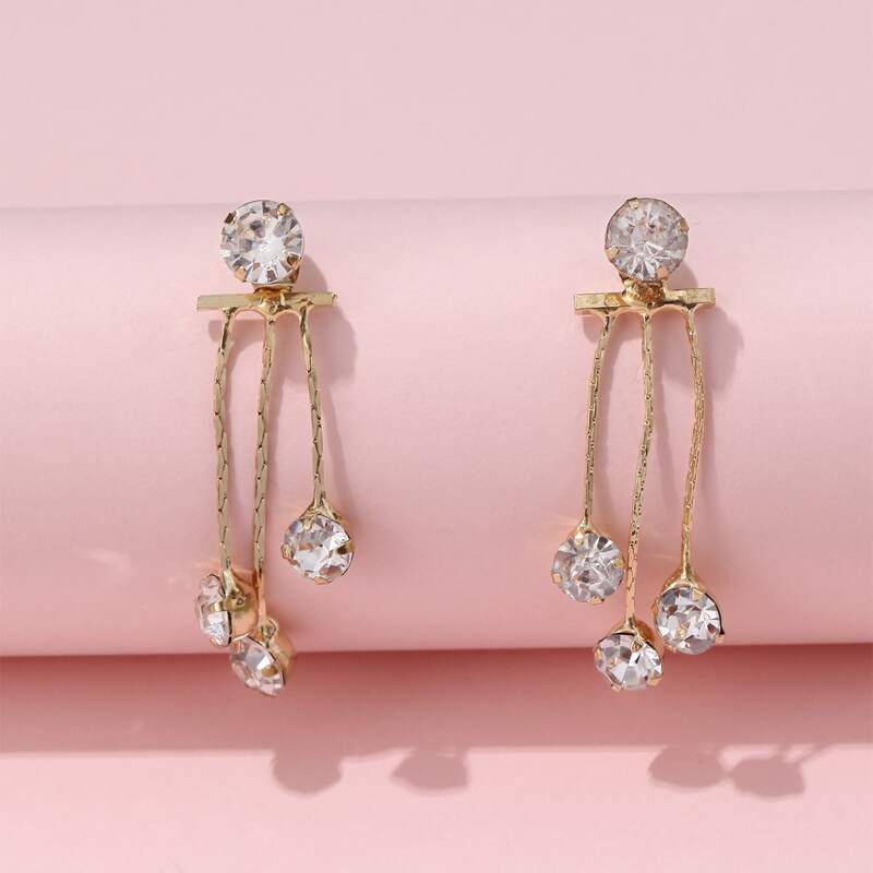 

Rhinestone Decor Earrings, White