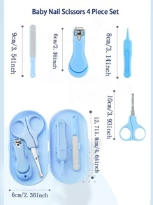 Set de 4 piezas para el cuidado de las uñas del bebé, incluye cortaúñas para bebé (1 set) - Azul - Ver 4