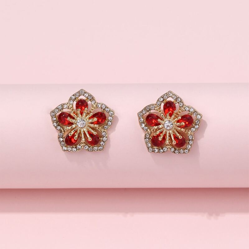 

Floral Stud Earrings, Red