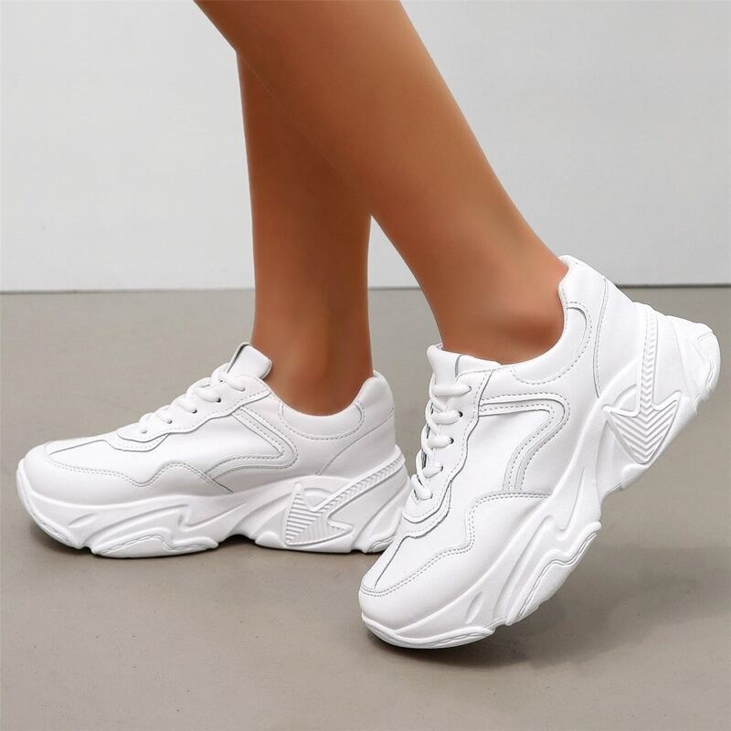 

Minimalist Lace Up Front Chunky Sneakers, White
