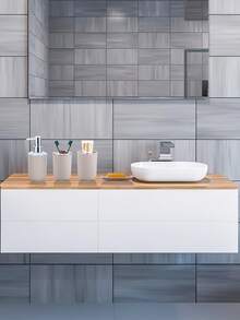 4件裝乳液分配器和牙刷杯和皂碟架套裝 - 米色 - 查看 2