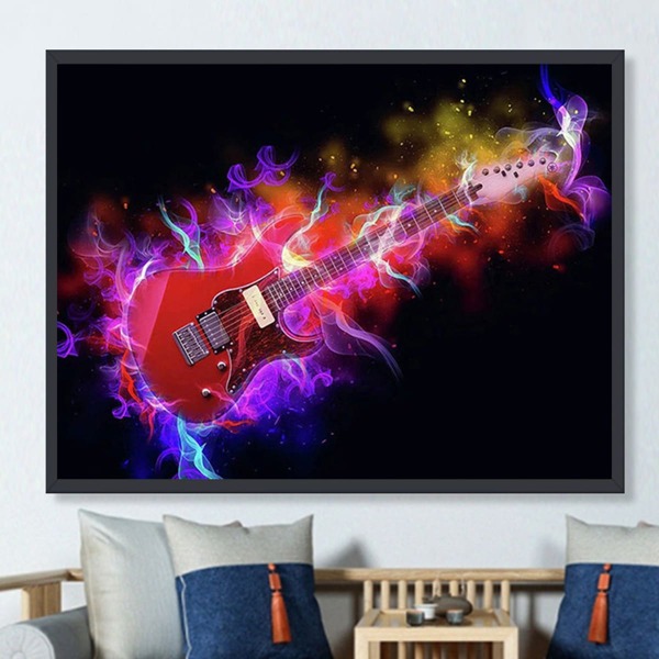 

Guitar Pattern DIY Diamond Painting Without Frame, Multicolor
