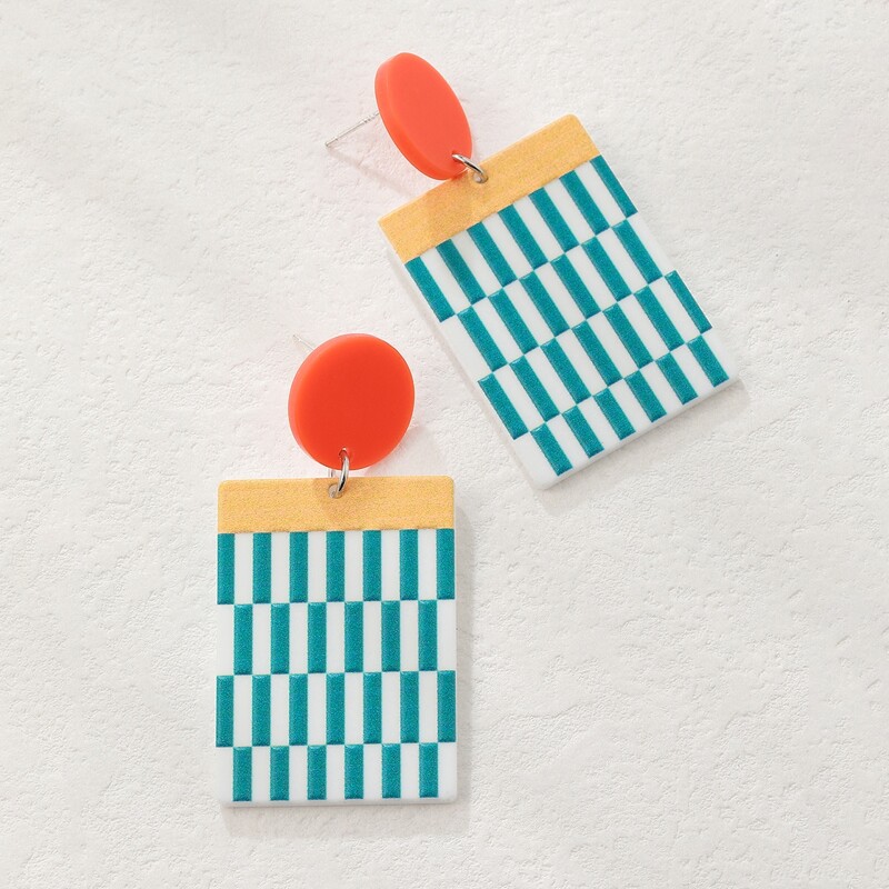 

Geo Graphic Drop Earrings, Multicolor