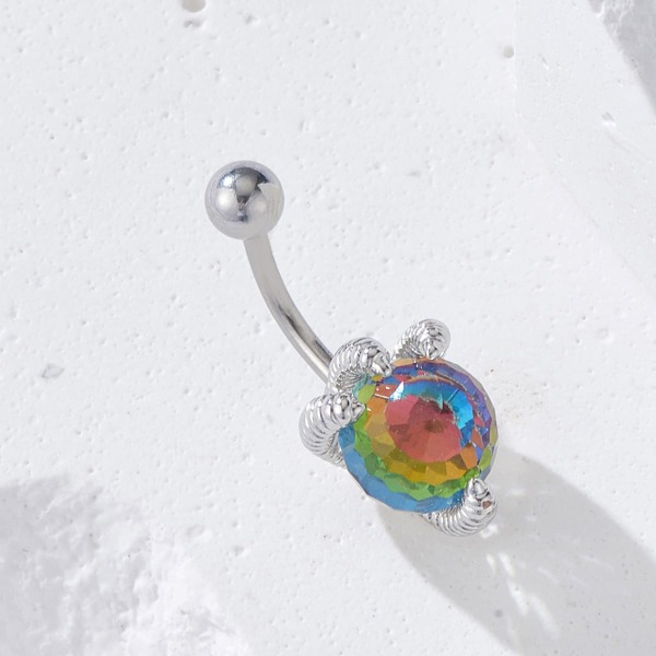 

Crystal Decor Belly Ring, Silver