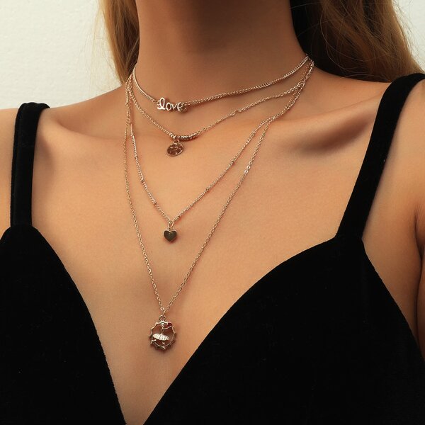 

Disc Pendant Layered Necklace, Gold