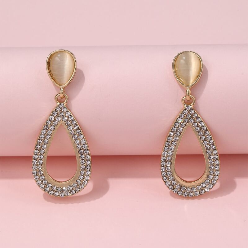 

Rhinestone Decor Drop Earrings, Apricot