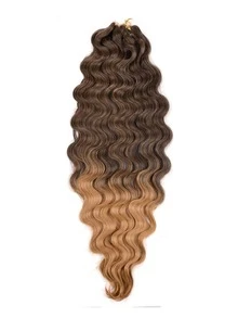 Trenzas onduladas híbridas preplumas, 3x ondas corporales, extensiones de cabello sintético de 28 pulgadas para trenzas y peinado con trenzas en caja - Marrón Chocolate - Ver 1