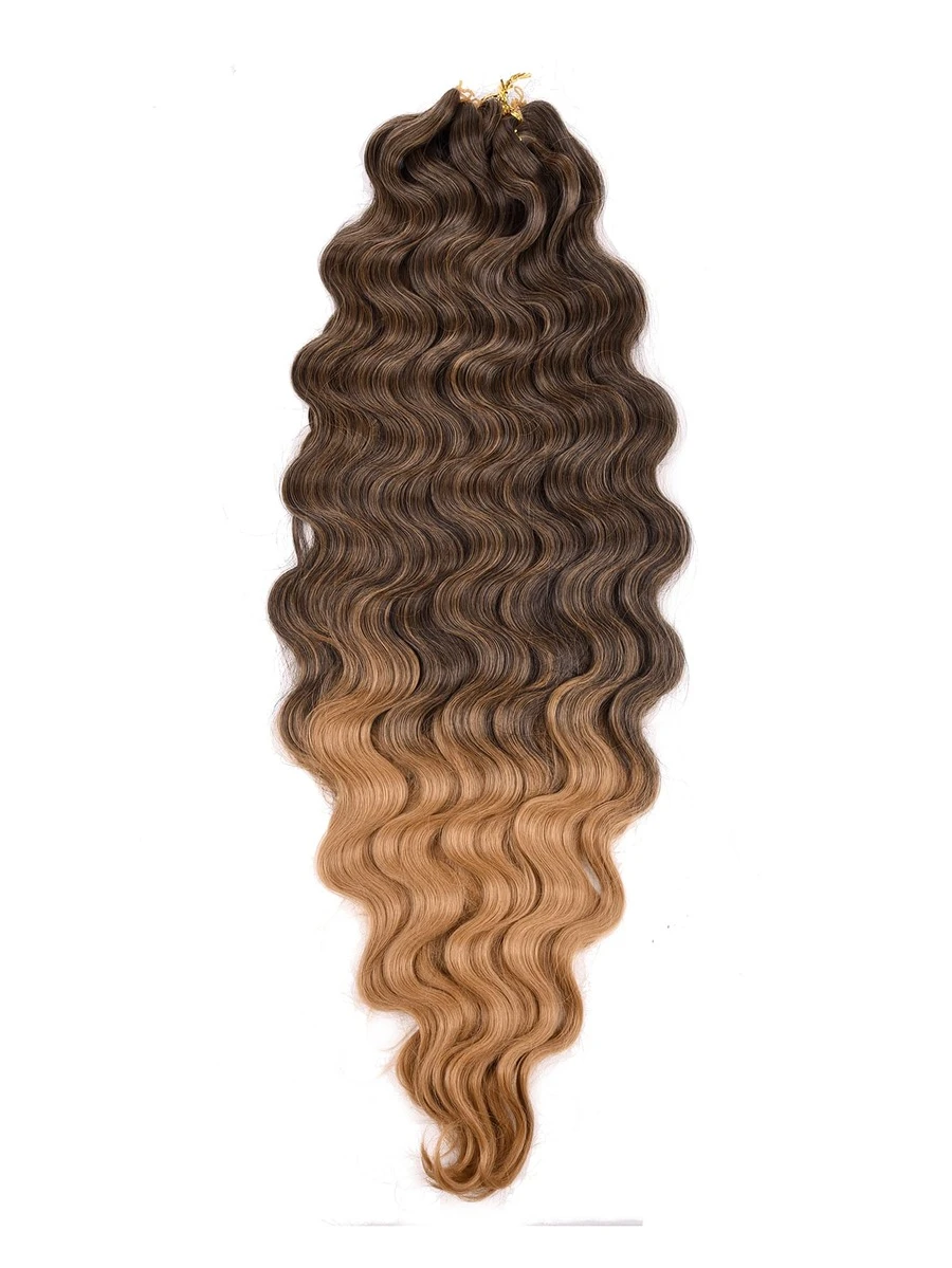 Trenzas onduladas híbridas preplumas, 3x ondas corporales, extensiones de cabello sintético de 28 pulgadas para trenzas y peinado con trenzas en caja - Marrón Chocolate - Ver 1