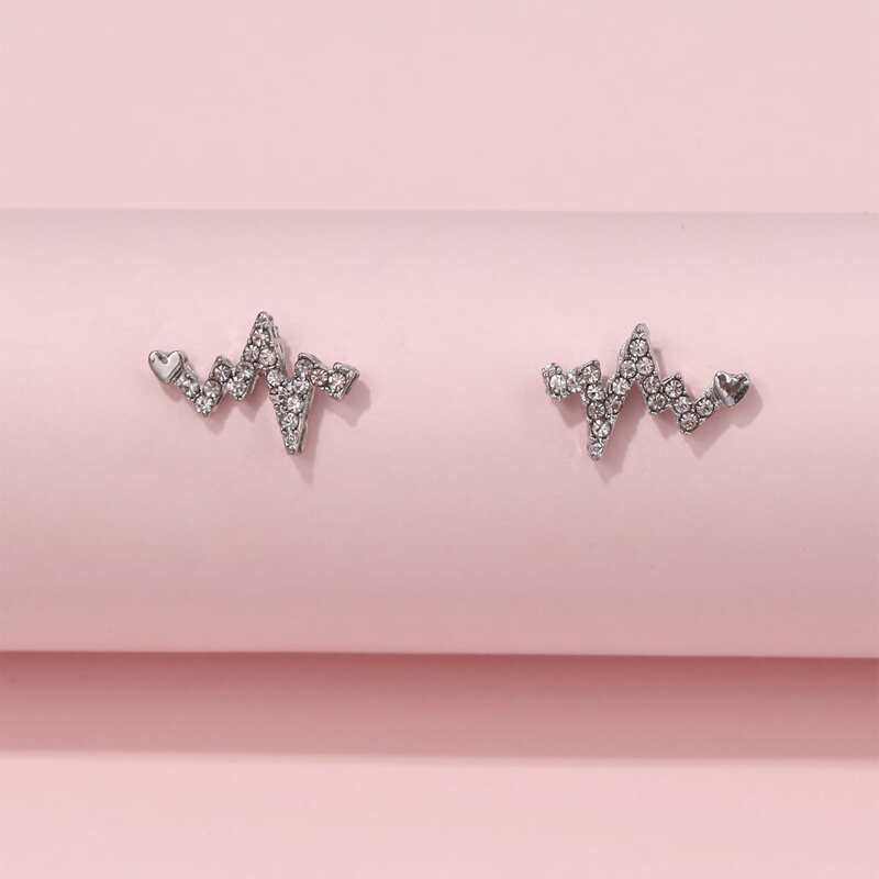 

Rhinestone Decor Stud Earrings, Silver