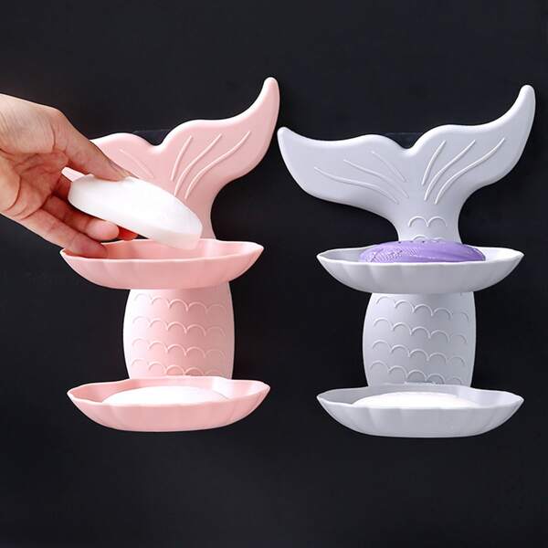 

1pc Fish Tail Shaped Random Color Soap Dish Holder, Multicolor