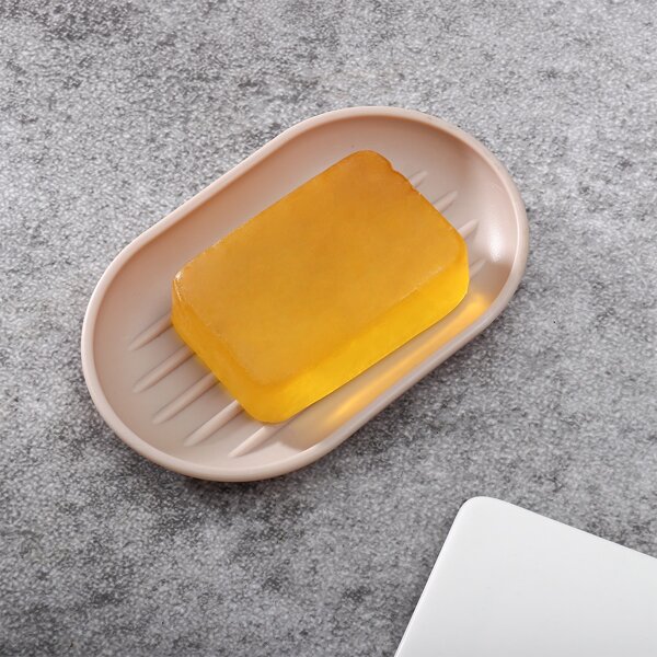 

1pc Solid Color Soap Dish, Beige