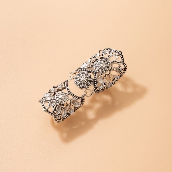 

Textured Metal Hollow Out Ring, Silver