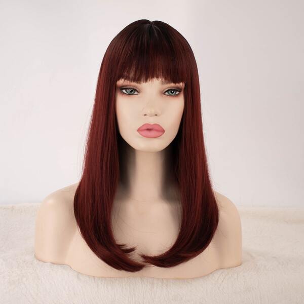 

Short Straight Synthetic Wig With Bangs, Burgundy