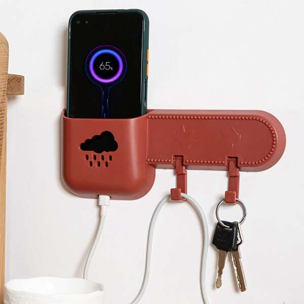 

1pc Solid Color Multifunction Wall Holder, Red