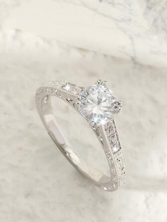 1pc Simple And Fashionable Cubic Zirconia Women's Ring, Suitable For All Occasions, A Gift For Valentine's Day And Mother's Day Valentines,Mom,Mother,Mother's Day,Gift