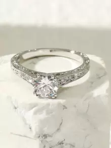 1pc Simple And Fashionable Cubic Zirconia Women's Ring, Suitable For All Occasions, A Gift For Valentine's Day And Mother's Day Valentines,Mom,Mother,Mother's Day,Gift