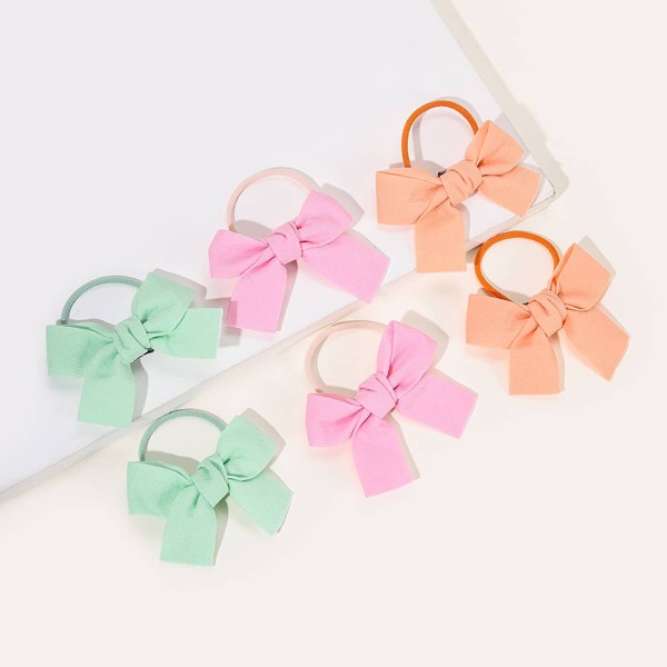 

6pcs Girls Bow Knot Hair Tie, Multicolor