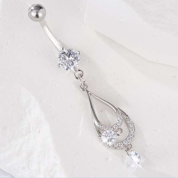

Water-drop Design Navel Belly Ring, Silver