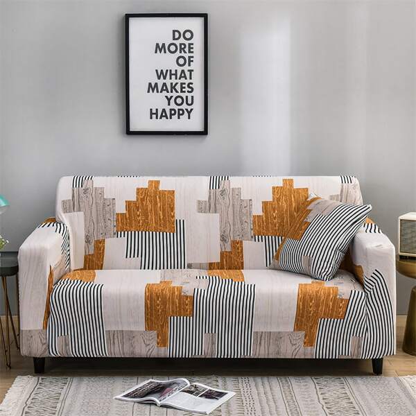 

1pc Graphic Print Sofa Slipcover & 1pc Cushion Cover Without Filler, Multicolor