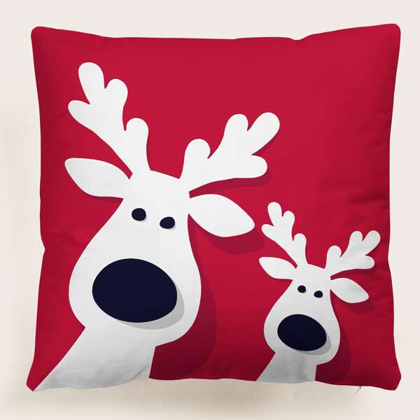

Christmas Reindeer Print Cushion Cover Without Filler, Multicolor