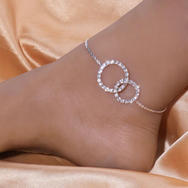 

Rhinestone Decor Anklet, Silver
