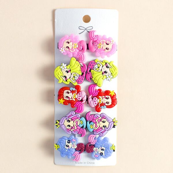 

10pcs Toddler Girls Mermaid Hair Clip, Multicolor