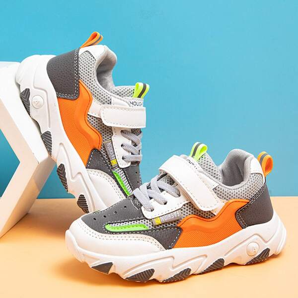

Girls Colorblock Velcro Strap Sneakers, Orange