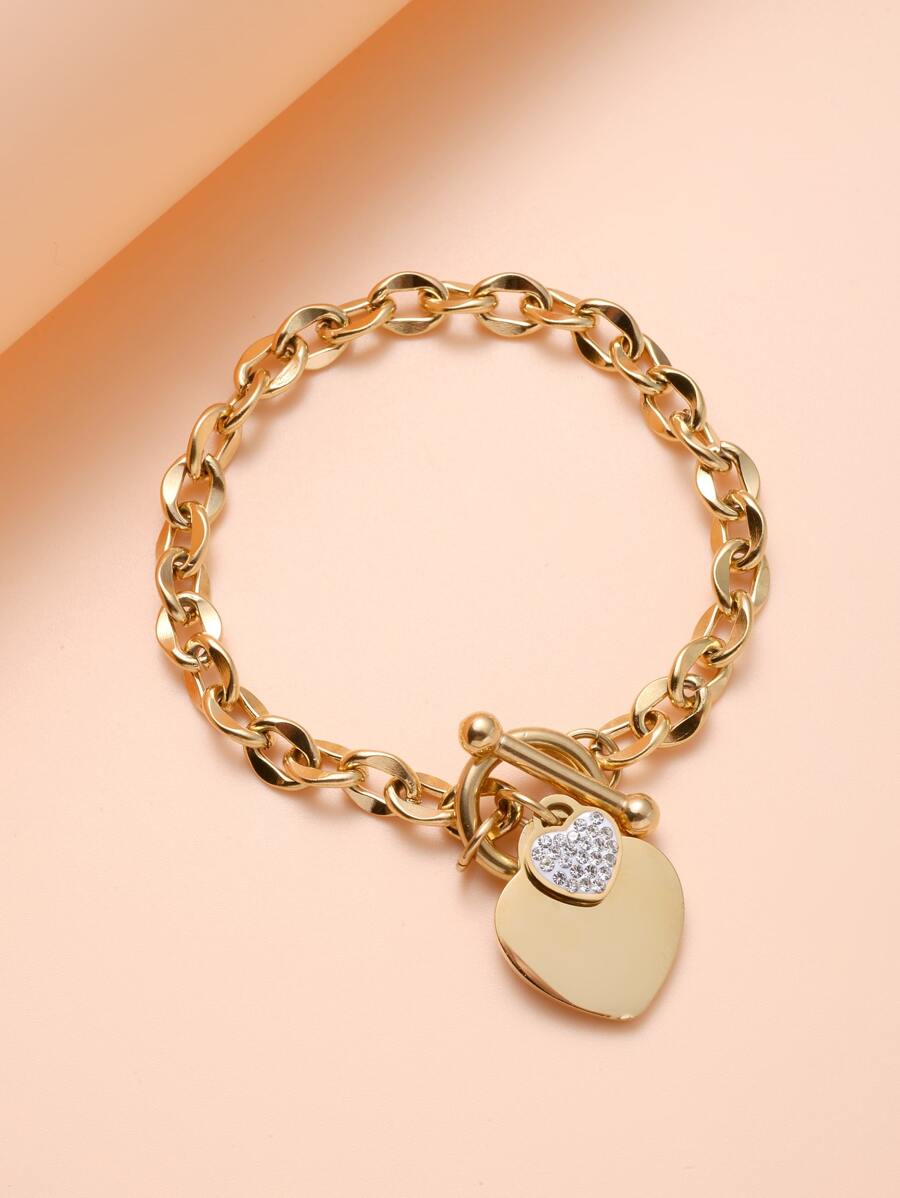 Heart Charm Bracelet - Yellow Gold - View 1