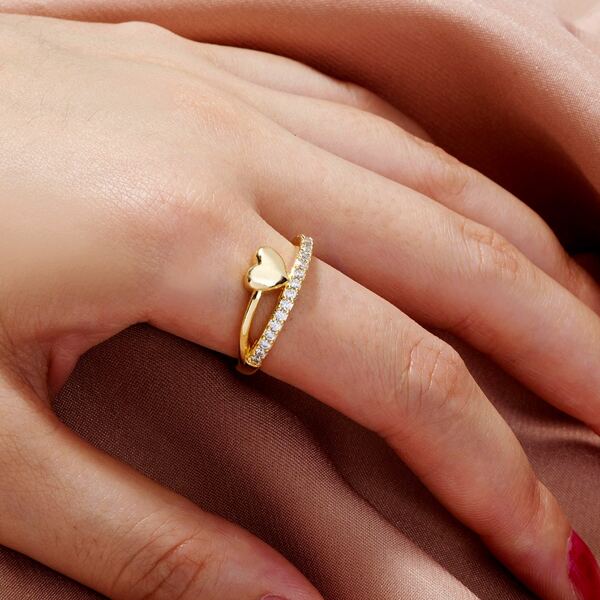 

Zircon Heart Decor Ring, Gold