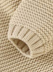 Baby Boy Hooded Sweater Romper - Khaki - View 4