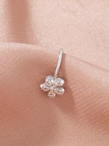 Nooxian 1件装女士微镶花朵鼻环，流行个性化花朵鼻钉及鼻夹，情人节、妈妈、母亲节礼物 - 銀色 - 查看 3